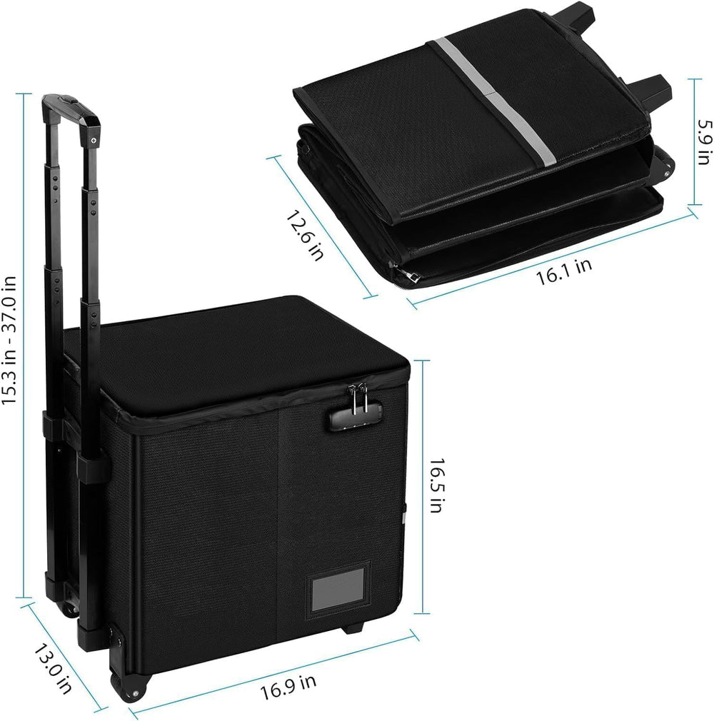 Fireproof Rolling File Box with Wheels for Letter & Legal Size Files