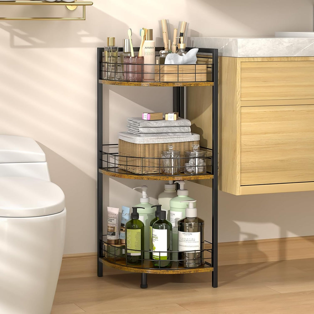 DAOUTIME Bathroom Standing Shelf, 3 Tier Corner Stand, Free-Standing Shelf Un...