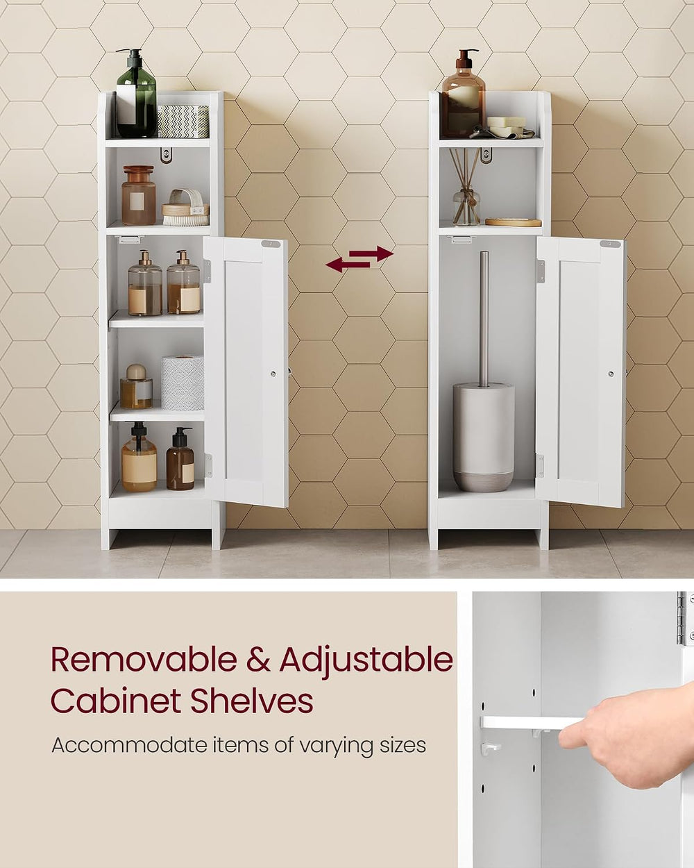 VASAGLE Small Storage Corner Floor Cabinet with Door, Cloud White