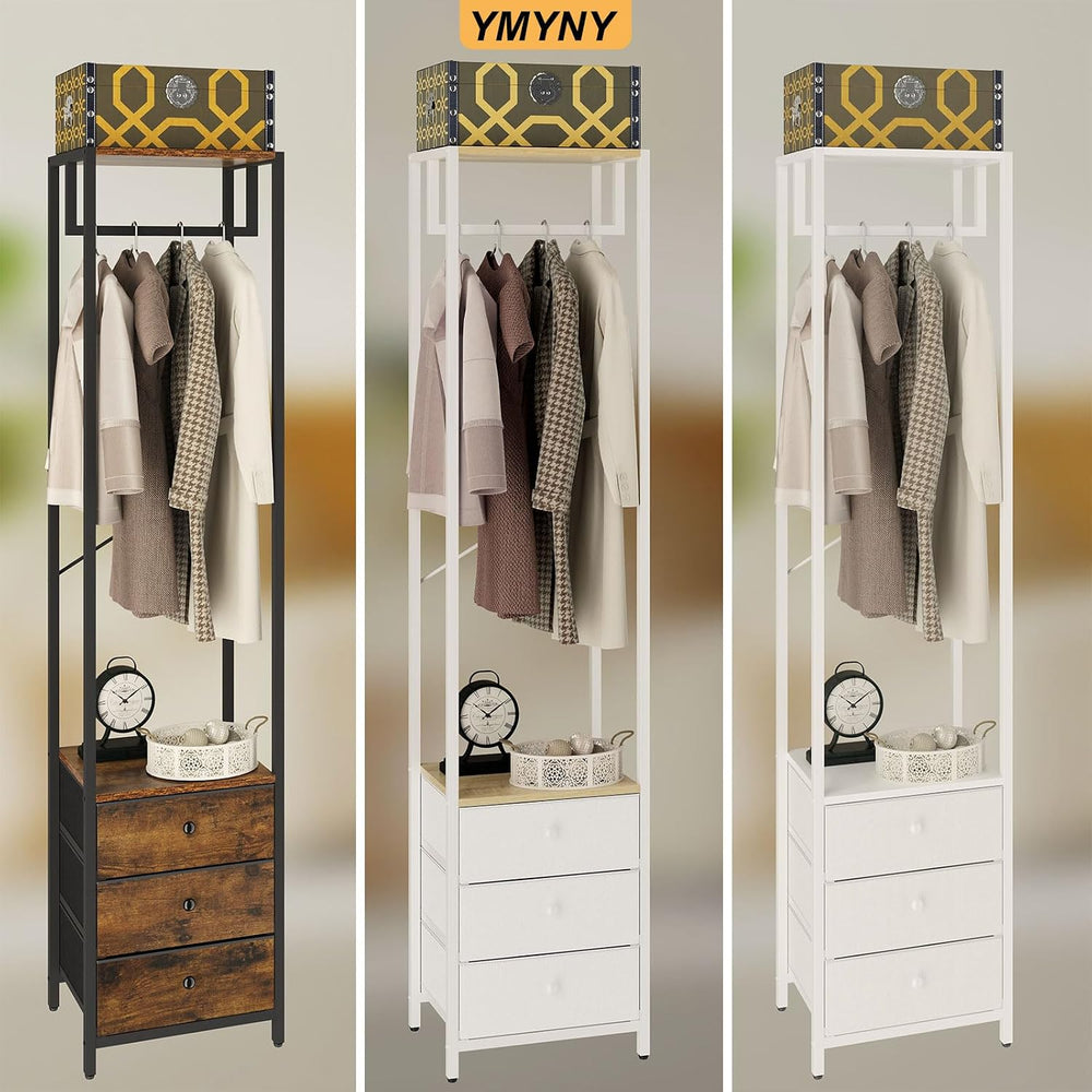 YMYNY Garment Rack, Clothes Rack with Drawers, Freestanding Tall Closet Organ...