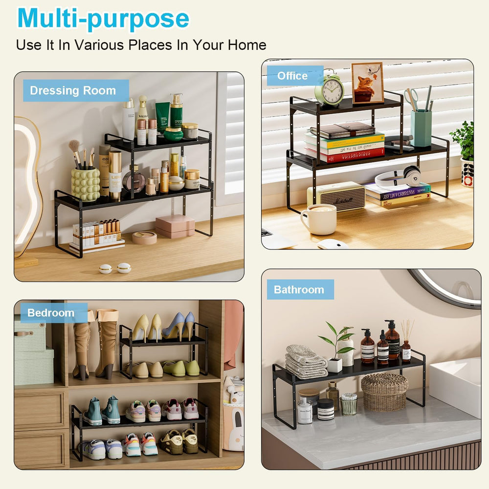 15.5 to 25.5 Inch Kitchen Cabinet Shelf Organizers, Adjustable Kitchen Counte...