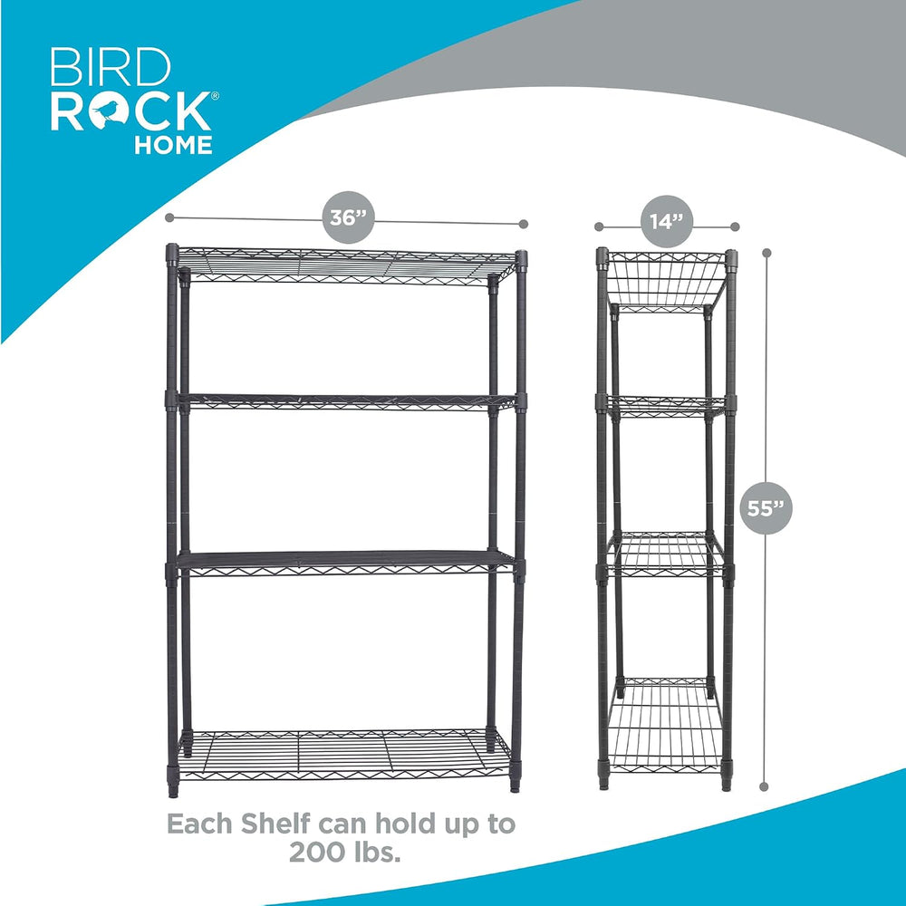 Internet's Best 4-Tier Wire Shelving | Flat Black | Heavy Duty Shelf | Wi...