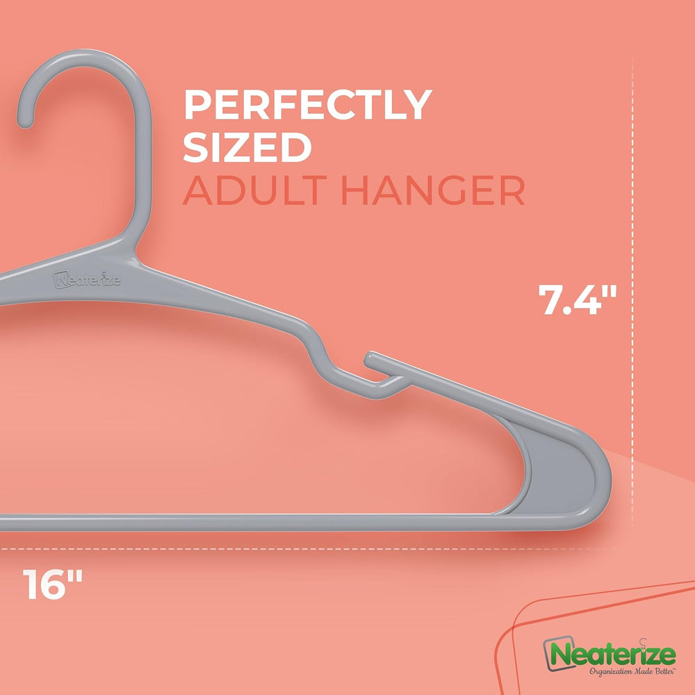 NEATERIZE Clothes Hangers Plastic 100 Pack for Adults - Plastic Hangers, The ...