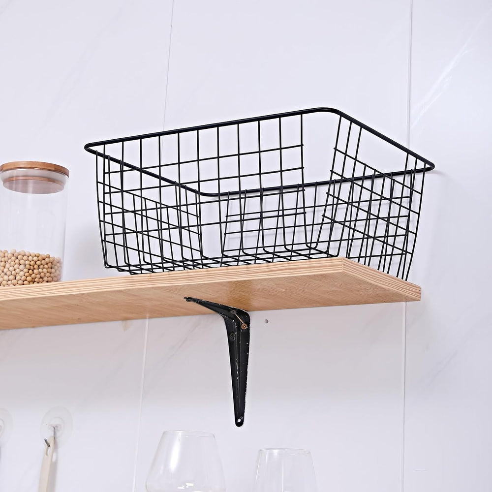 Brightalk 14" Upright Freezer Storage Baskets, Black Wire Storage Bins L...