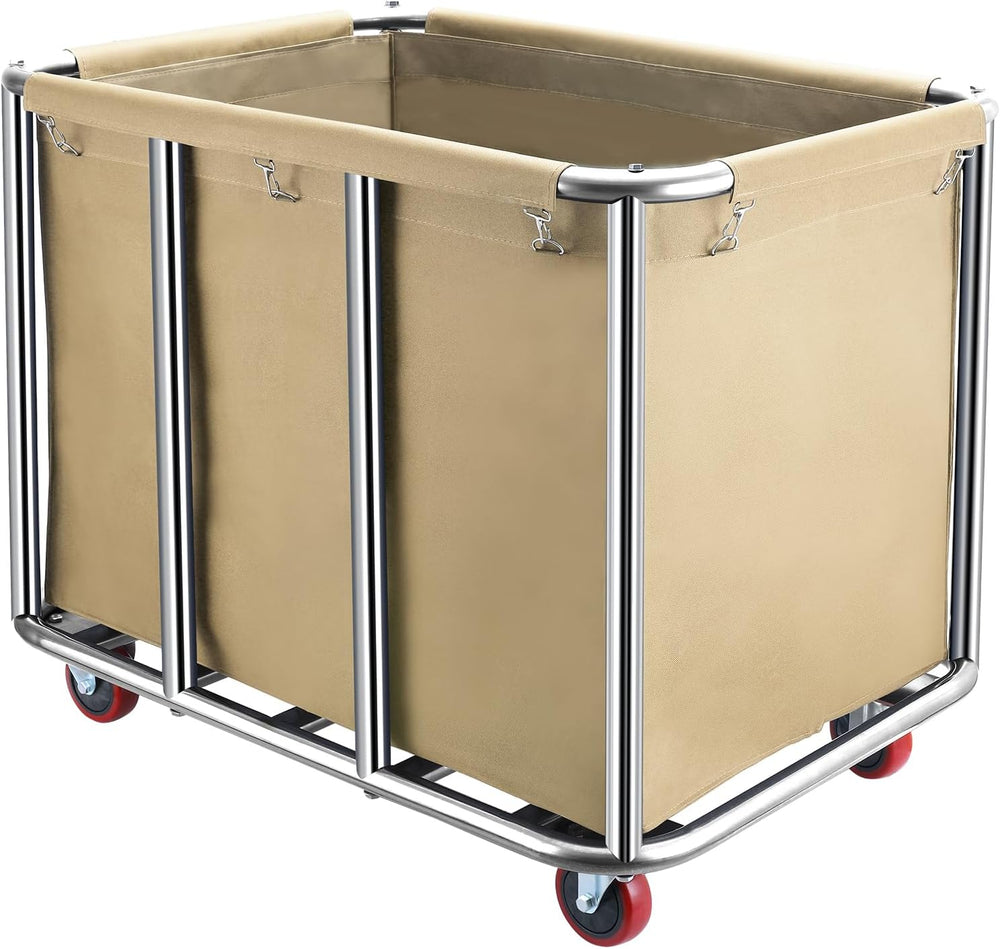 Commercial Laundry Cart with Wheels,400L for Home,Hotel(Beige)