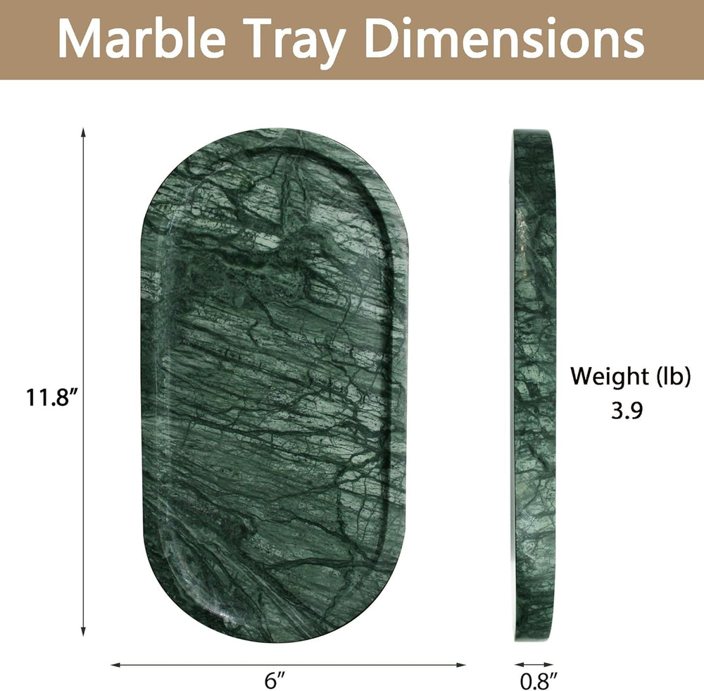 Genuine Real Natural Marble Tray for Bathroom, Luxury Indian Green Stone Vani...