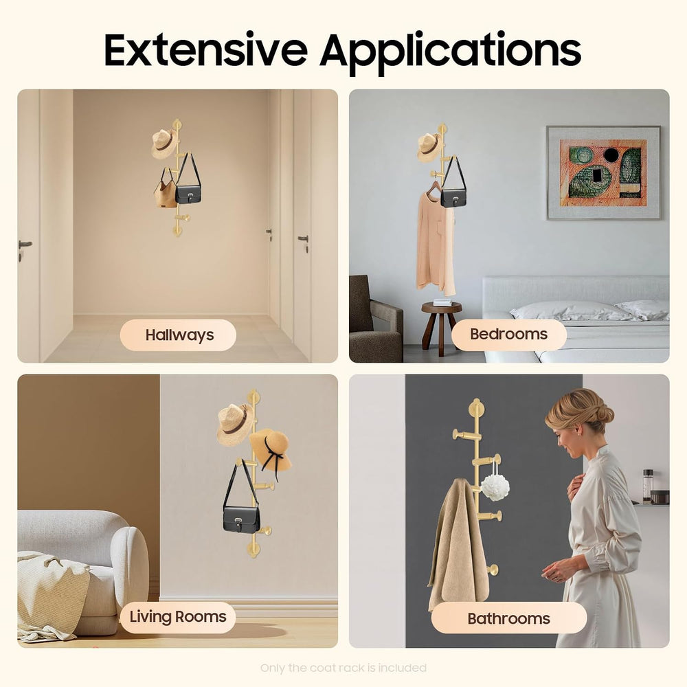 Vertical Coat Rack Wall Mounted, 6 Hooks Wall Mount Coat Hooks Coat Rack for ...