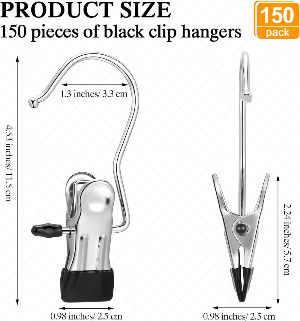 Yinder 150 Pcs Boot Hanger Clips Laundry Hooks Stainless Steel Hooks,Black