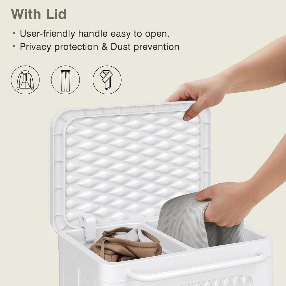 VECELO Rolling Laundry Hamper with Wheels and Lid, Foldable Plastic Laundry B...
