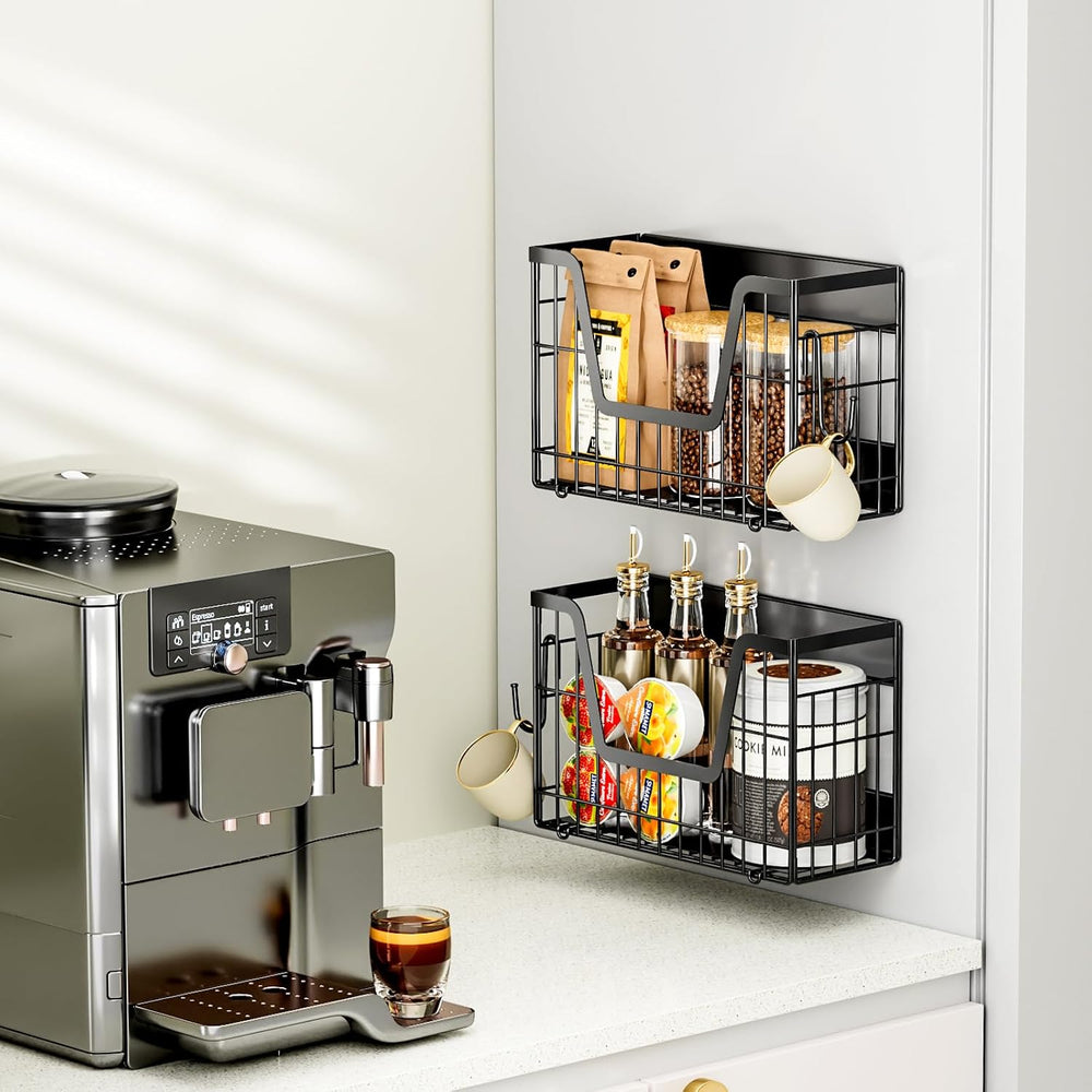 4-Pack Magnetic Fridge Shelf, Black Fruit Basket Potato Storage