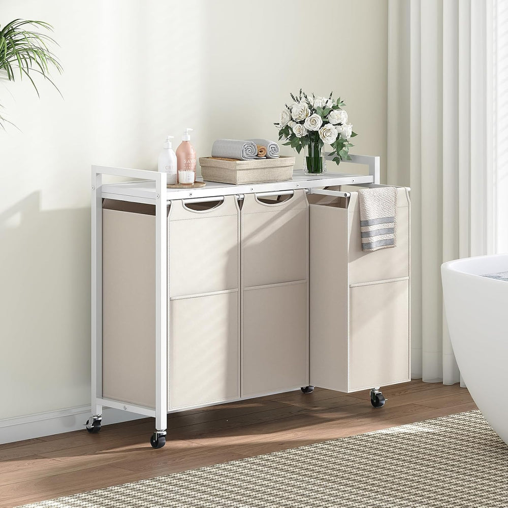 HOOBRO Laundry Sorter 3 Section, Laundry Hamper with Wheels, 3 × 11.5 Gal (43...