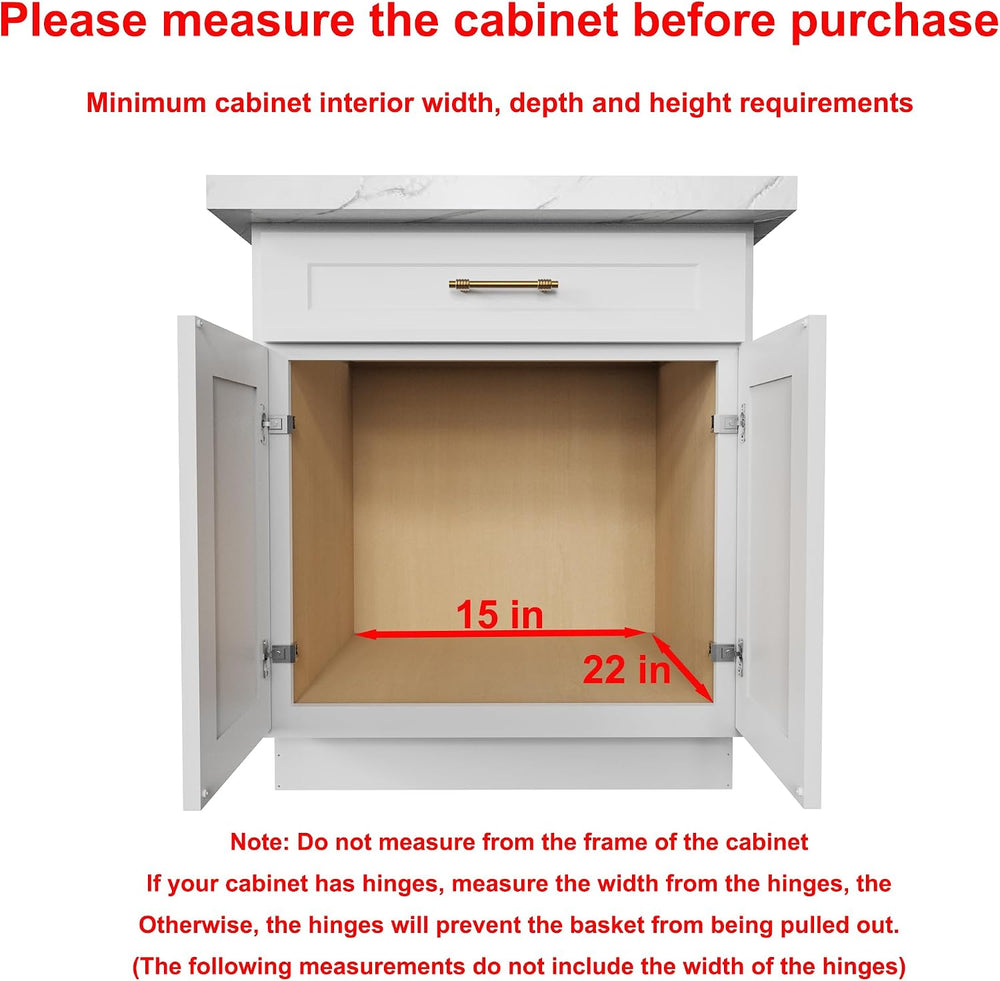 Sikarou Wood Pull Out Cabinet Organizer 2 Tie 14" W x 21" D, Heavy-...