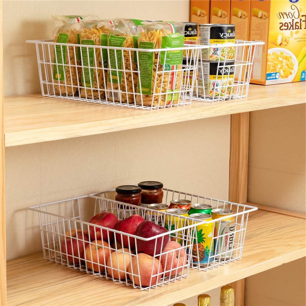 SANNO 15.7" Freezer Baskets Wire Storage Baskets Bin Organizer Food,Kitc...