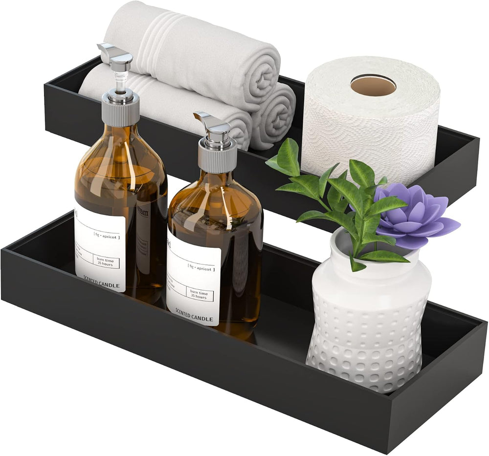 Toilet Tank Tray for Modern Black Bathroom Decor Set of 2 Toilet Tank Topper ...