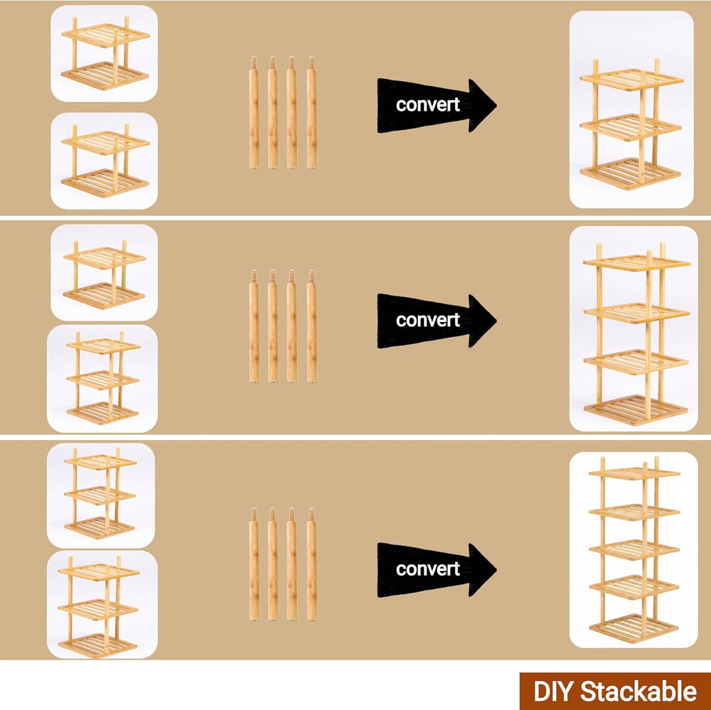 8-Tier Vertical Bamboo Shoe Rack, Tall Narrow Space‑Saving Organizer