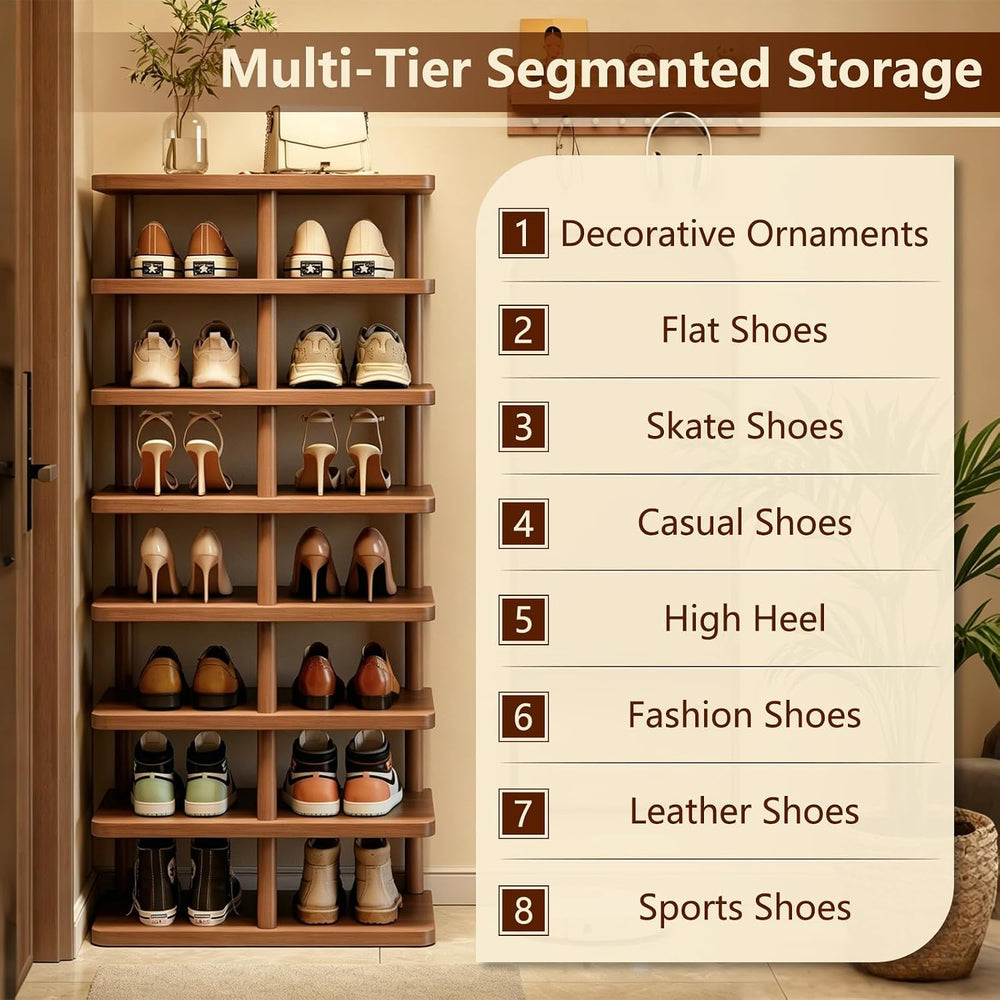 Vertical Shoe Rack,8 Tiers Tall Shoe Shelf for Closet Entryway
