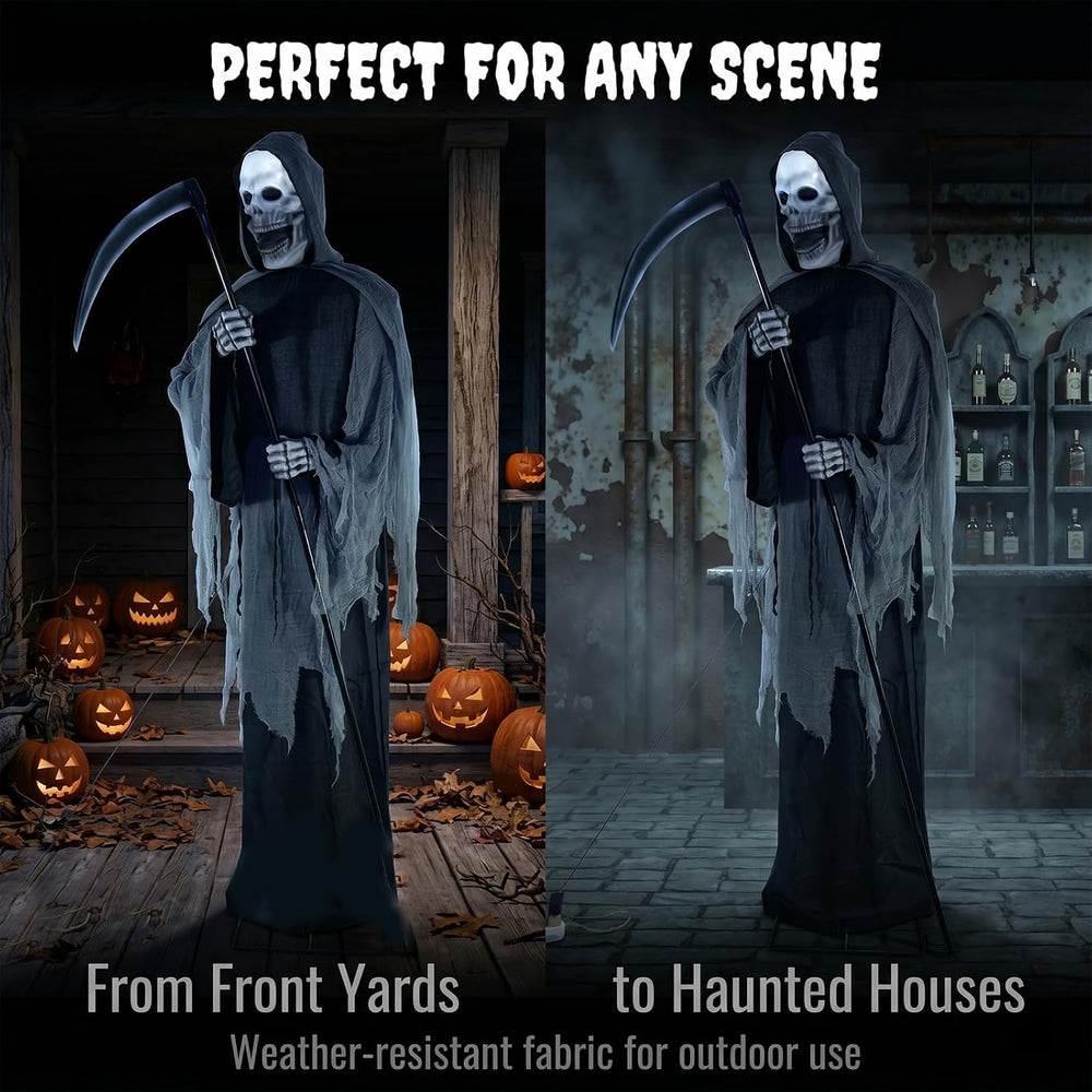 9FT Animated Grim Reaper Halloween Decoration - Sound Activated Halloween Ani...