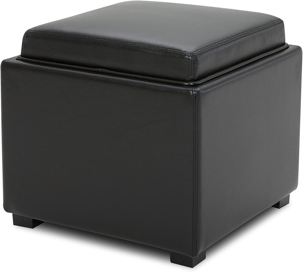 CHITA Storage Ottoman Cube with Tray Lid, Small Footstool with Storage, Squar...