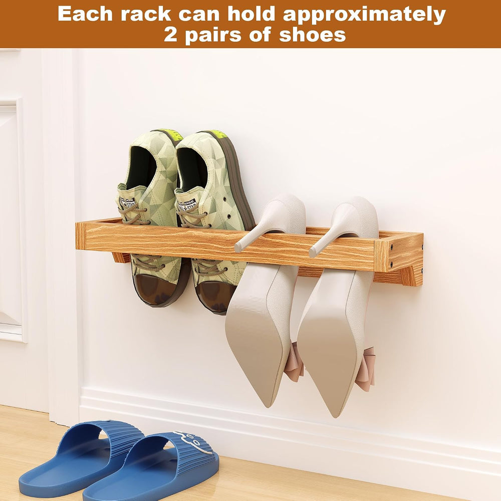 Nisorpa 20 Inch Rustic Burnt Wood Hanging Shoe Rack, Set of 4