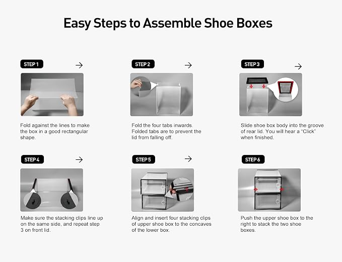 Kuject X-Large Shoe Storage Boxes Organizers Clear Plastic Stackable 12 Pack