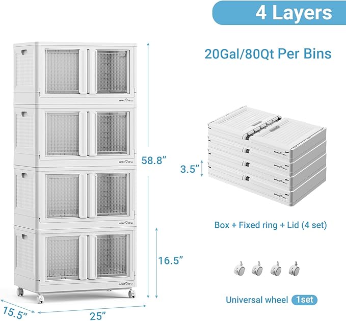 BROVIEW 400Qt Stackable Storage Bins