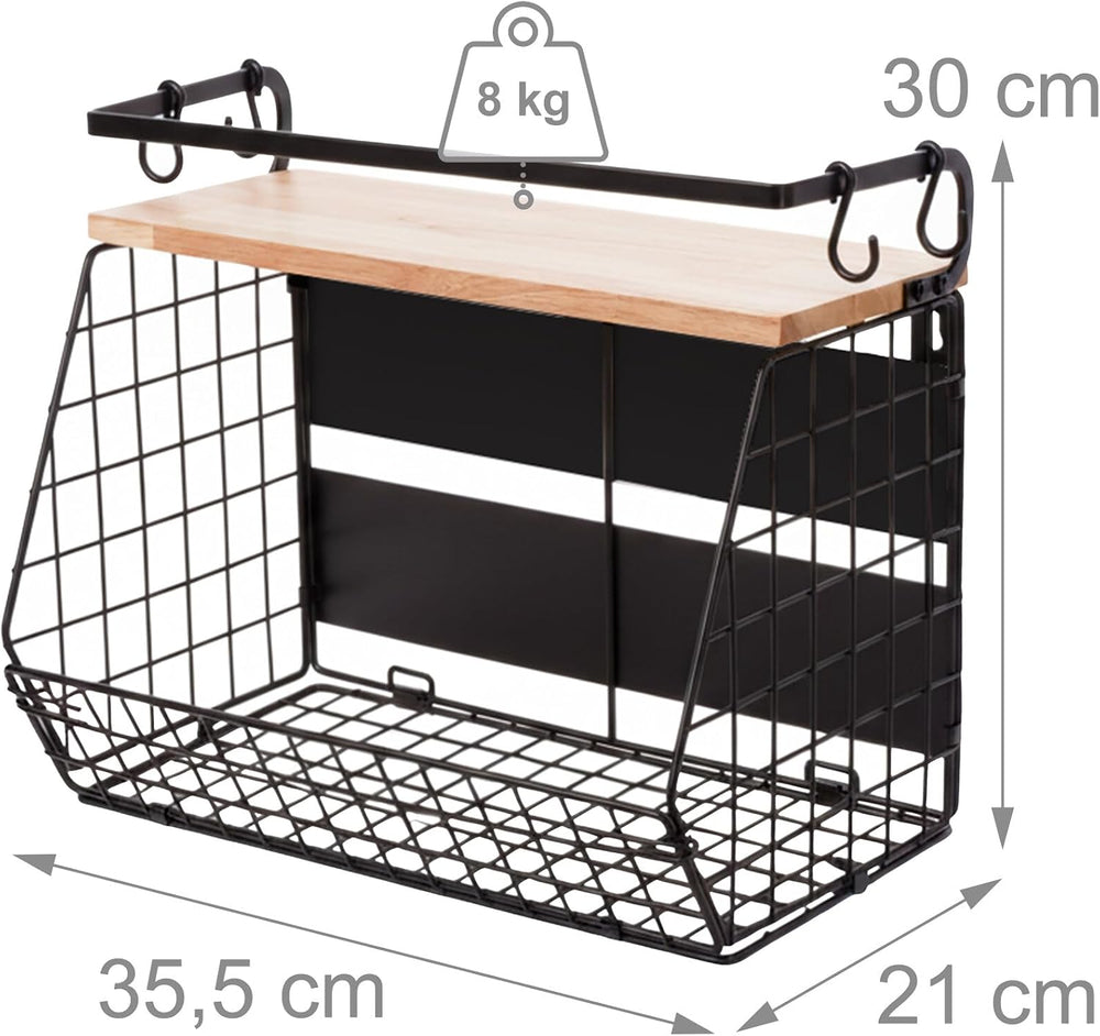 Relaxdays Wall-Mounted Fruit Basket Set of 2, Magnetic Kitchen Organiser, HWD...