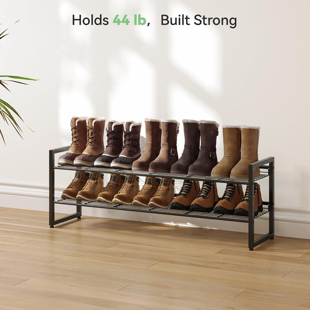 Nunsino 2-Tier Shoe Rack,Metal Shoe Organizer for Entryway,Closet&Garage