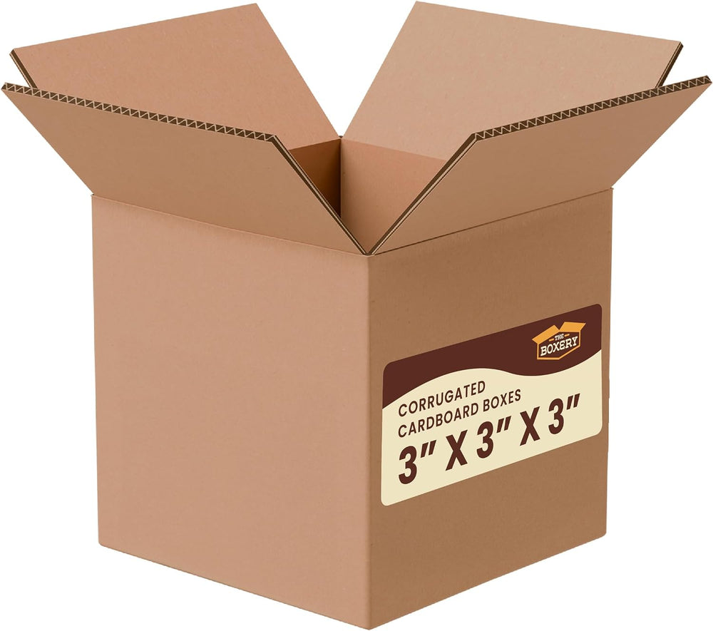 The Boxery 3"x3"x3" Corrugated Cardboard Boxes 100-Pack