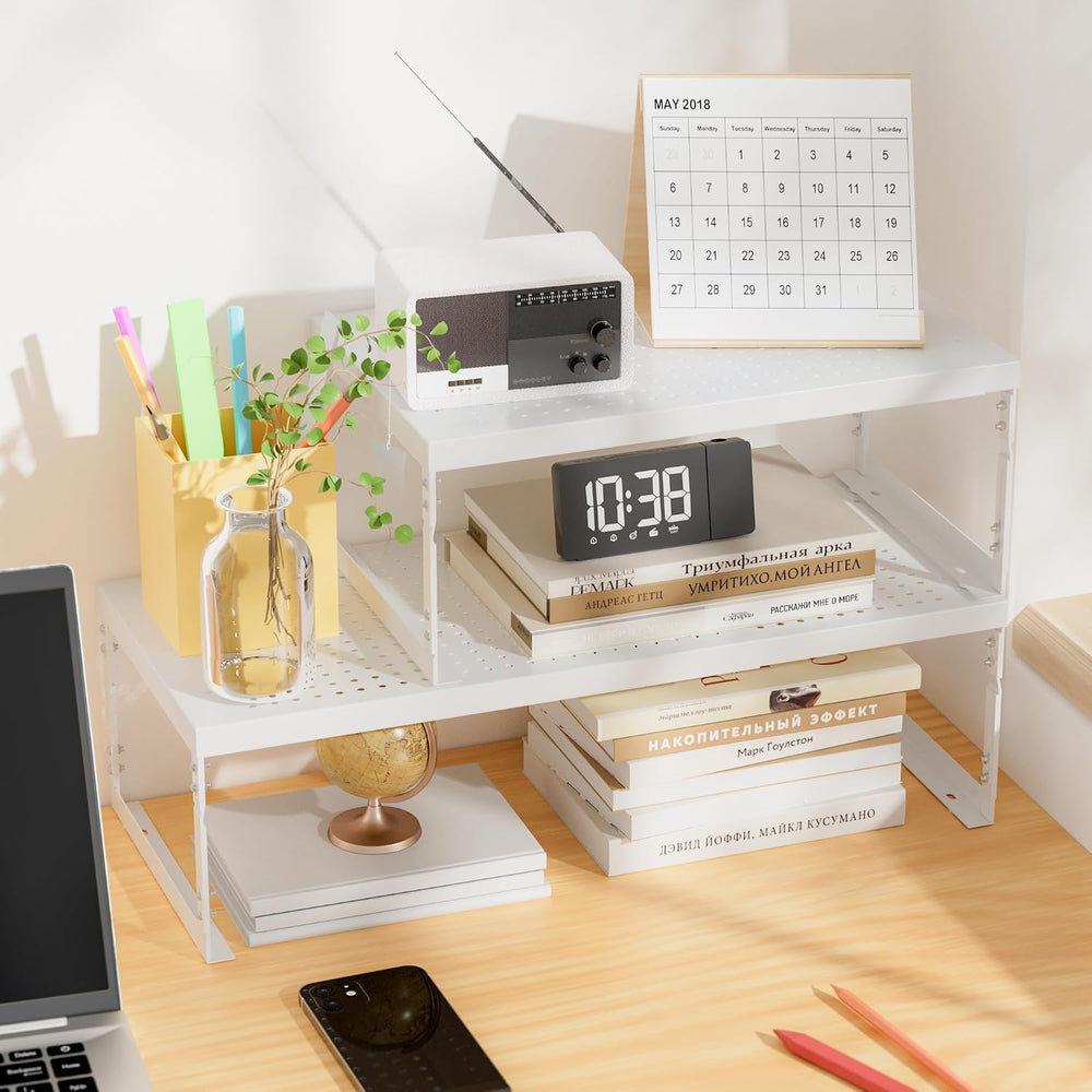 Stackable Expandable Metal Shelf Organizer, Thickened Steel Adjustable Storag...