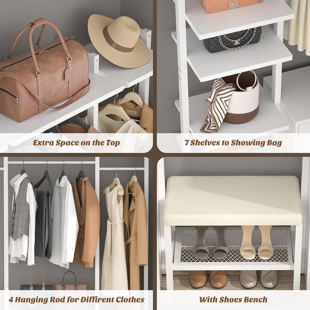 Aheaplus Wall Mounted Closet System, Closet Organizer with 6-Drawers, White