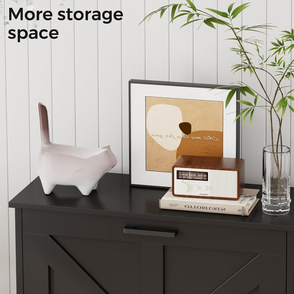 Homleke Farmhouse Shoe Cabinet for Entryway, 2 Barn-Style Flip Drawers