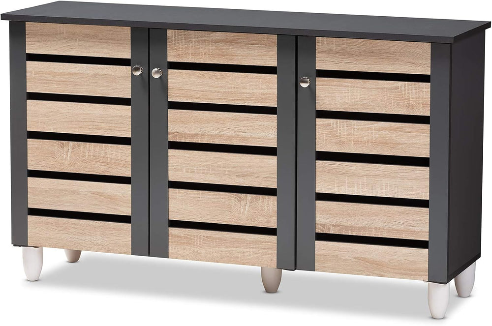 Baxton Studio Shoe Cabinets, One Size, Oak/Dark Gray