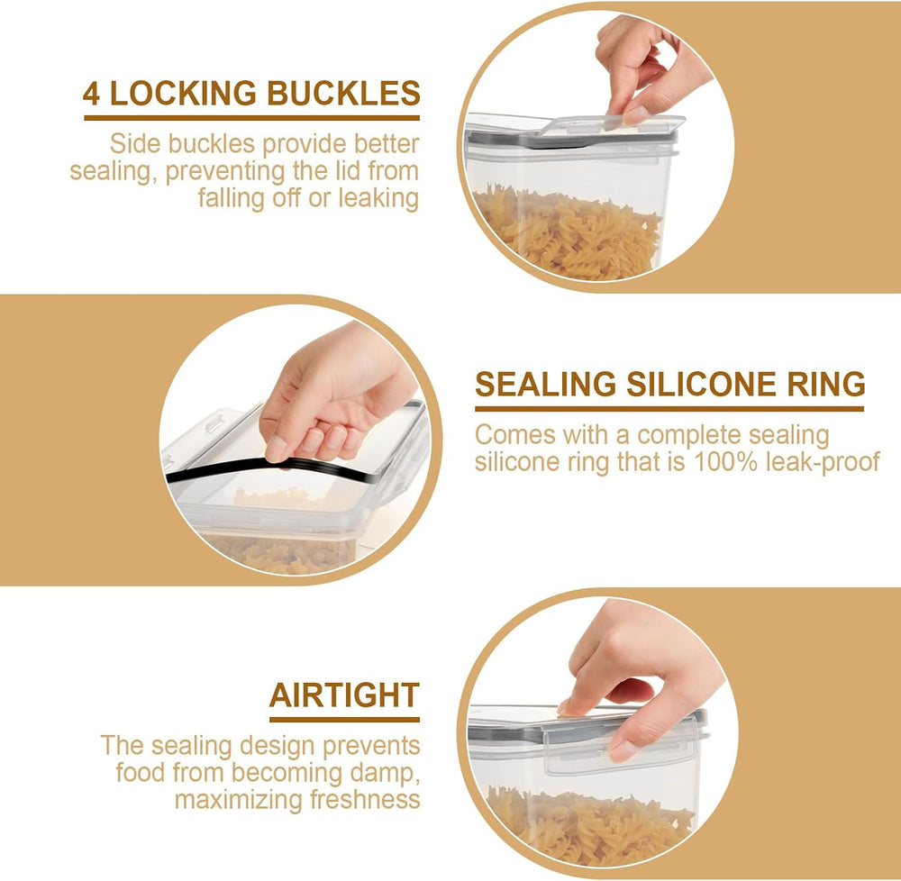 Cozary 3.2L Airtight Food Containers 4 Pieces, Plastic Food Containers with L...