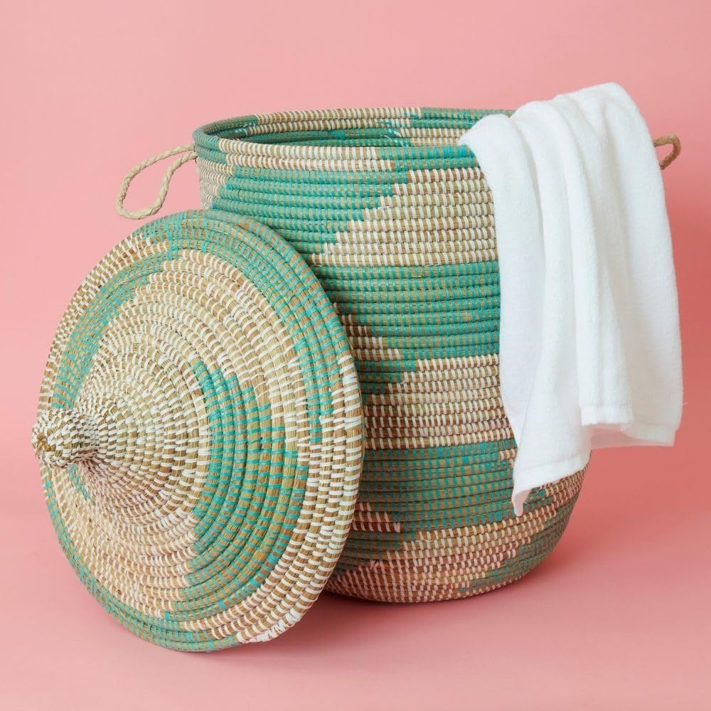 Storage and Organizing - Baskets, Hampers, Wicker, Woven, Round, Lid, Handles...