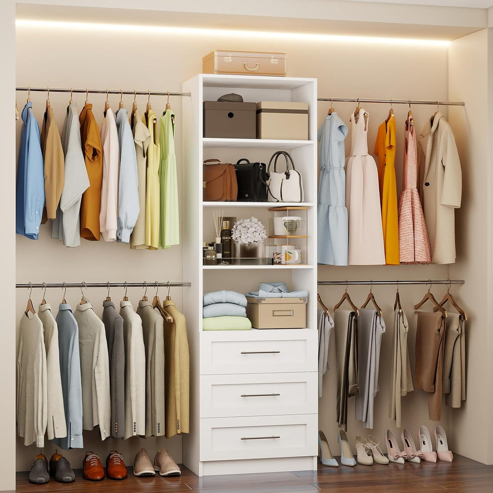 Fastgo Closet System with Drawers, 5-9FT Closet Organizer System with 4 Expan...
