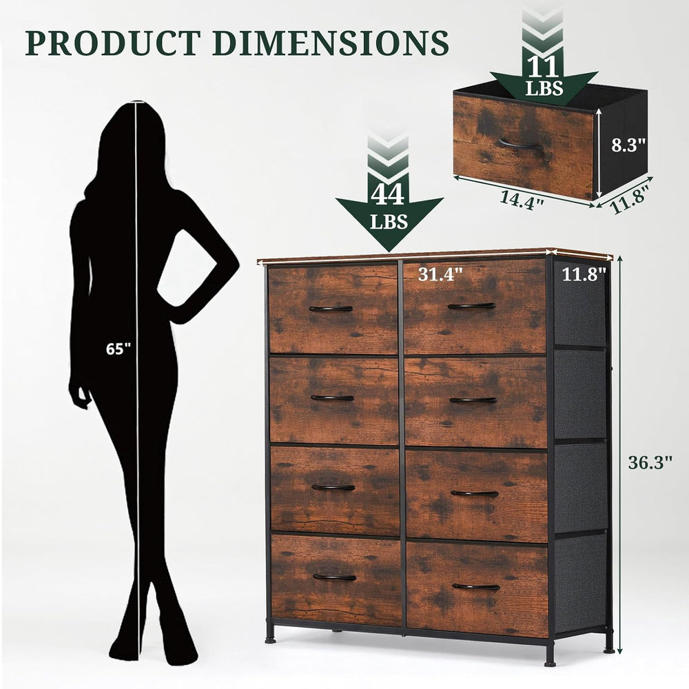 8-Drawer Dresser for Bedroom, Anti-Tip Tall Storage Organizer