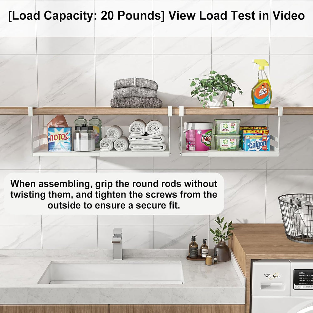 Expandable Under Cabinet Shelf Organizer with 0.94-Inch Thick Clips, Heavy Du...