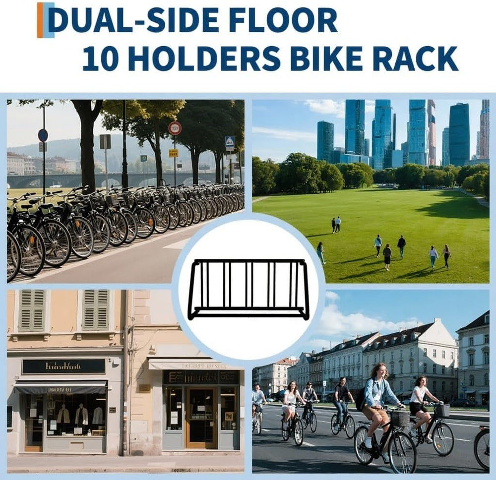 GarveeTech Commercial Grid Floor Bike Rack,Single-Side 5-Bike Rack 60 in L,Gr...