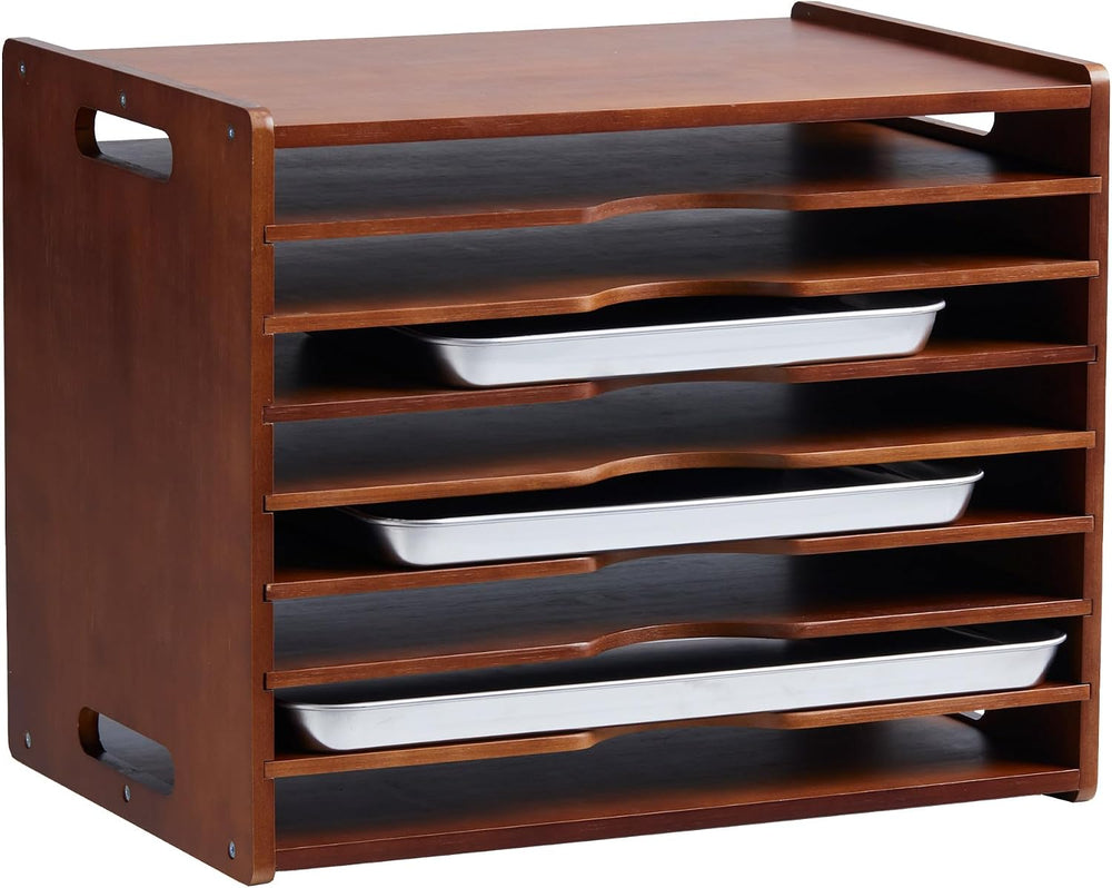 8-Tier Baking Sheet Organizer for Cabinet, Large 20 x 15 x 14 in Wooden Tray ...