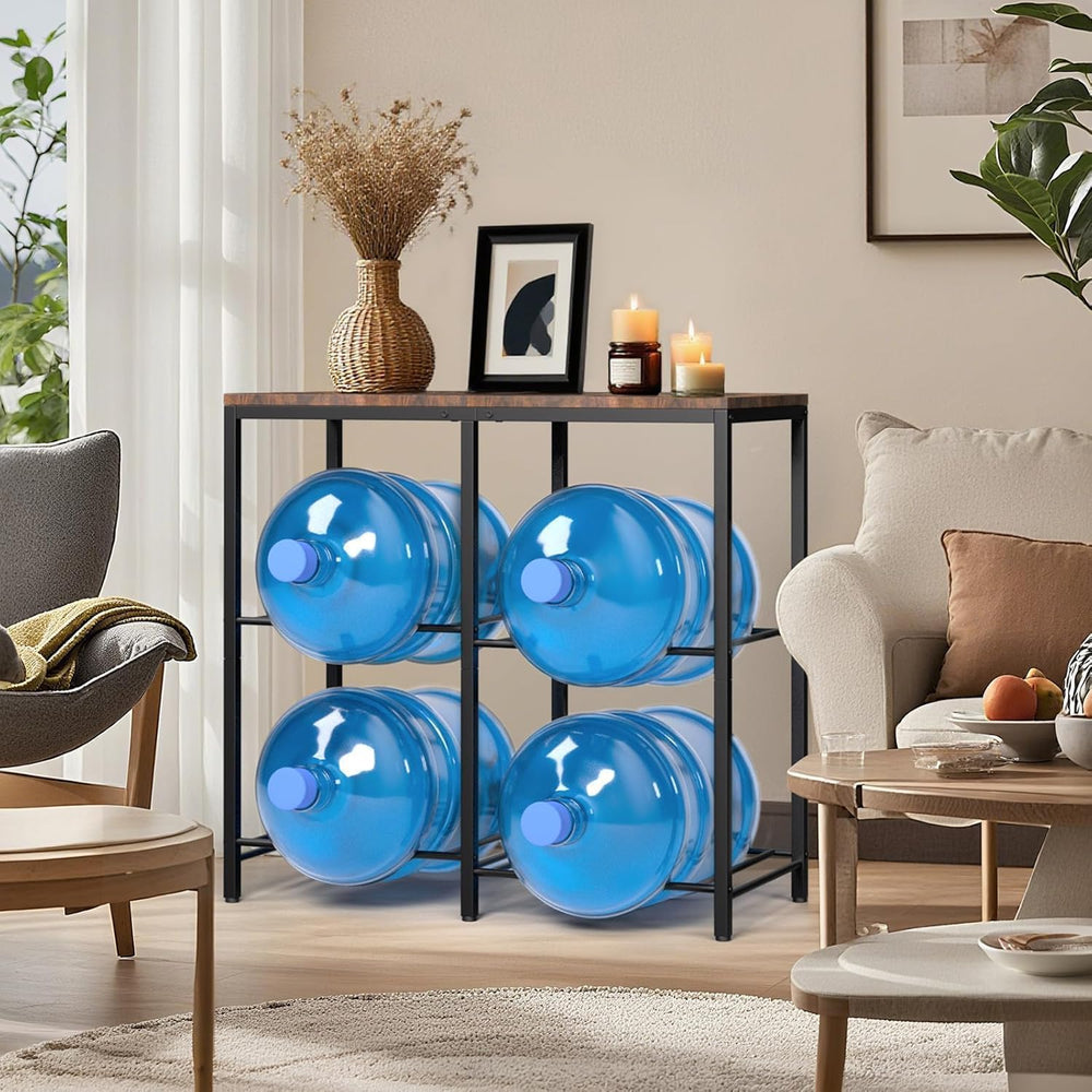 Klvied 2-Tier Water Jug Rack, 5 Gal, Wood Top