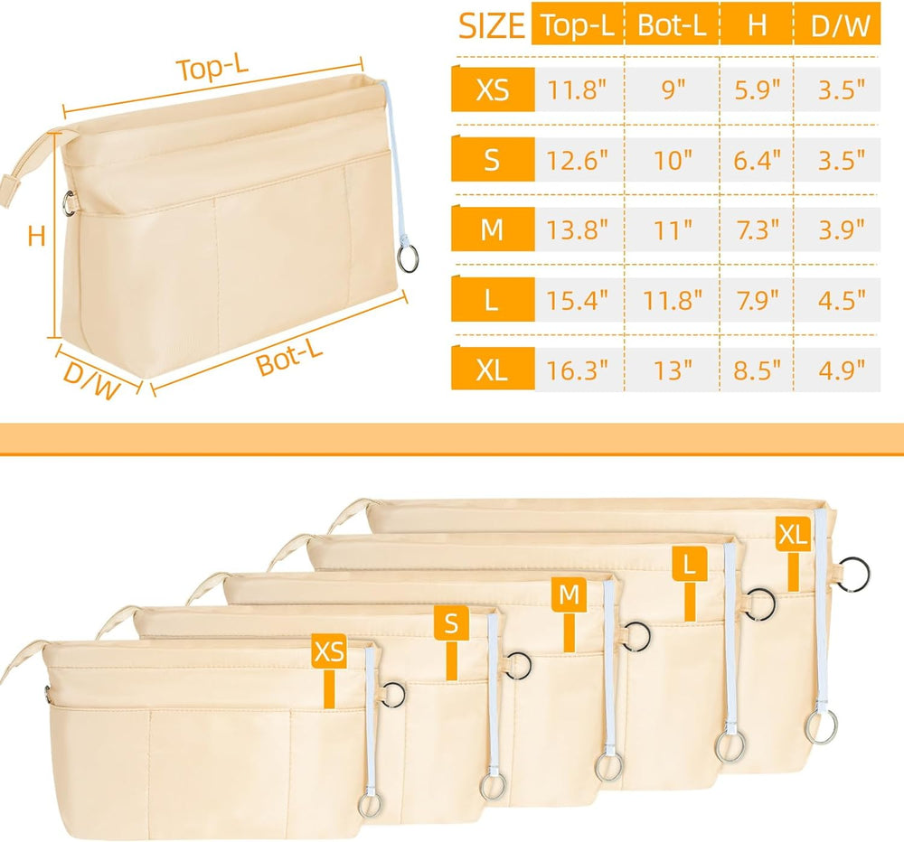 HyFanStr Purse Organizer Insert with Zipped Top for Tote Bag, Handbag Shaper ...