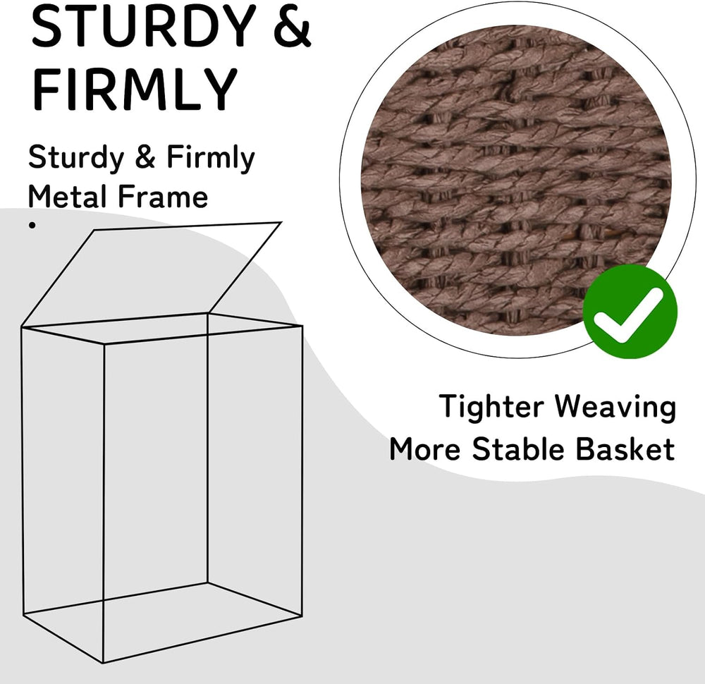 OIAHOMY Laundry Hamper with Lid, 90L(23.8 Gal) Large Wicker Laundry Basket fo...