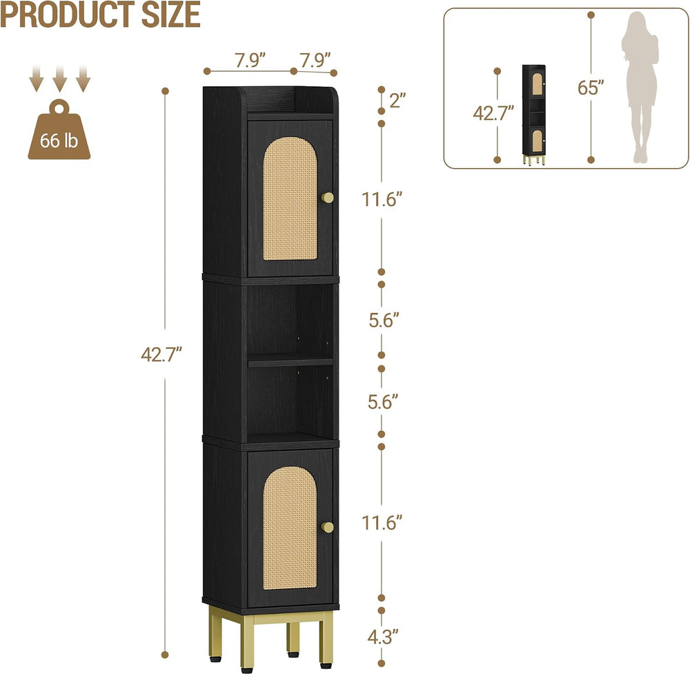 Hzuaneri Slim Bathroom Storage Cabinet, Narrow Bathroom Organizers,2 Doors
