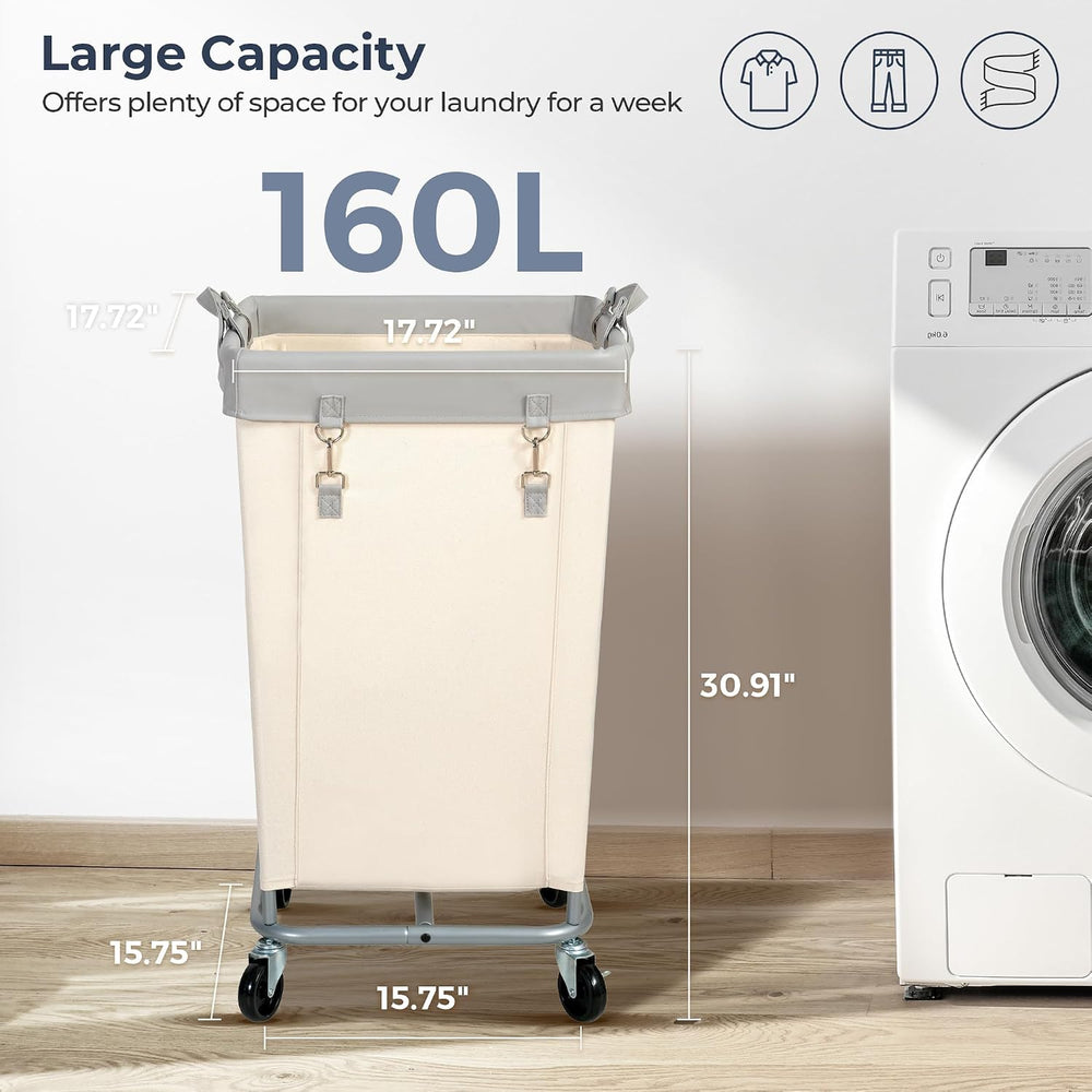 STO STO Laundry Hamper with Wheels, 160L Rolling Laundry Sorter Cart with Hea...