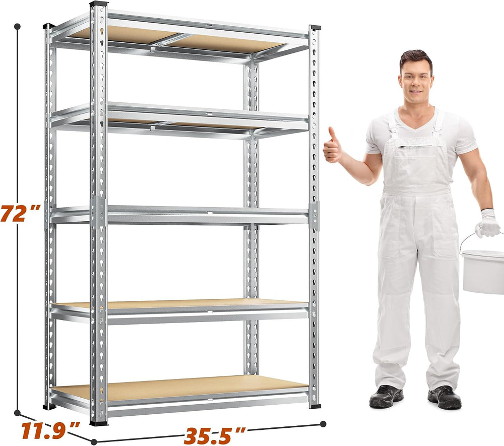 REIBII Garage Shelving, 5 Tier Storage Shelves Load 2400LBS, Adjustable Garag...