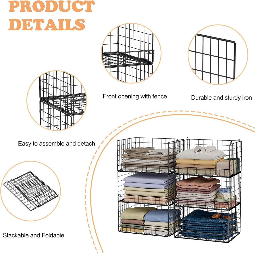 Yociyoga 6-Tier Stackable Closet Organizers and Storage Shelves, Closet Shelf...