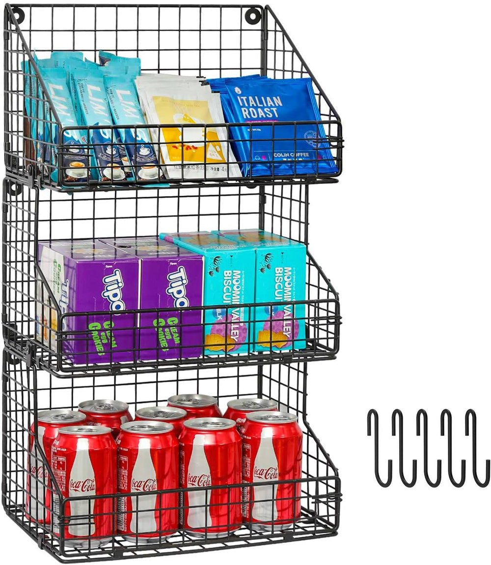 X-cosrack 3-Tier Stackable Detachable Snack Organizer (Large Size), Counterto...