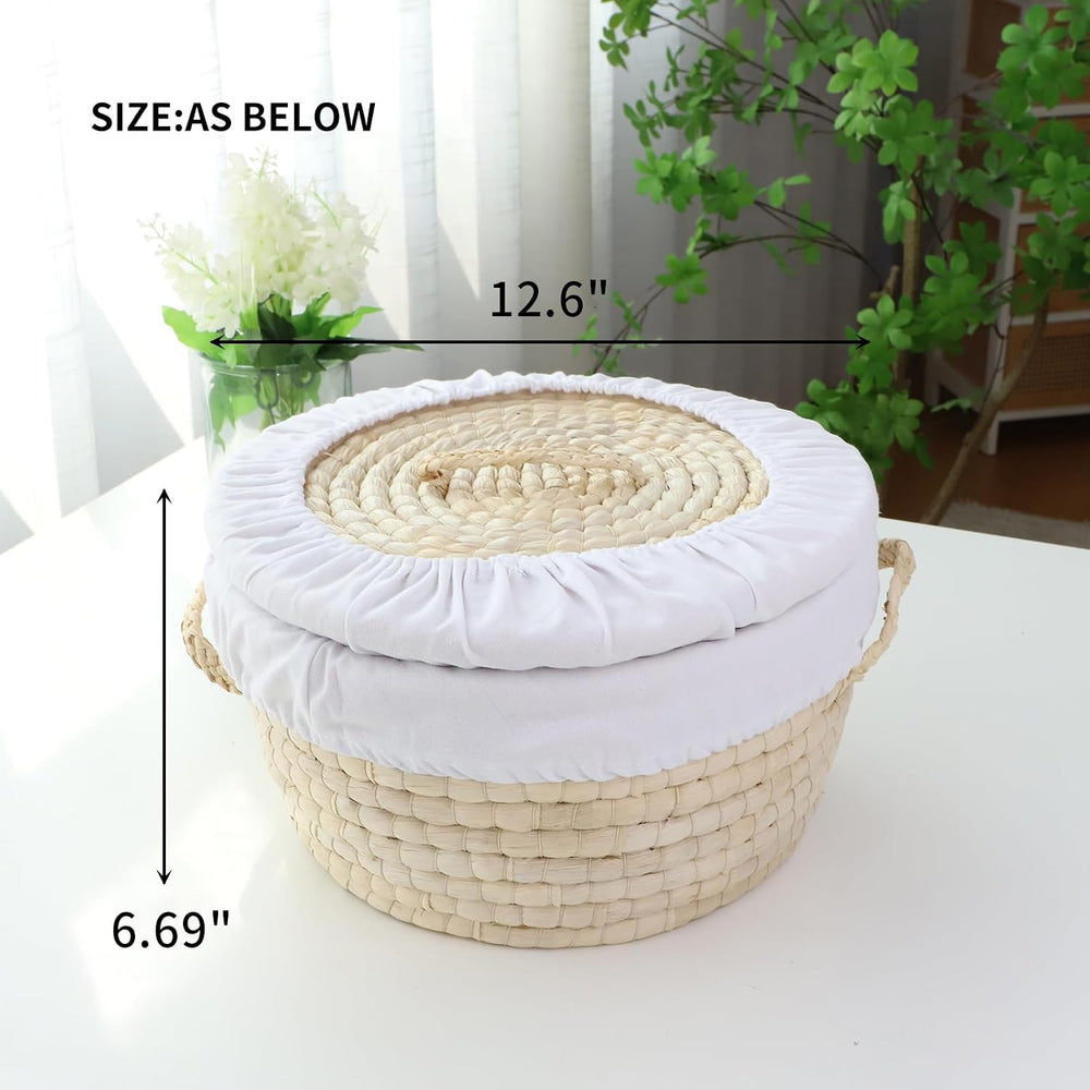 YAHUAN Round Bread Basket Serving Woven Bread Baskets Wicker Baskets Sourdoug...