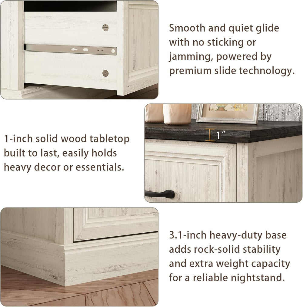 Farmhouse 7 Drawer Dresser for Bedroom, 55" White Dresser with TV Stand