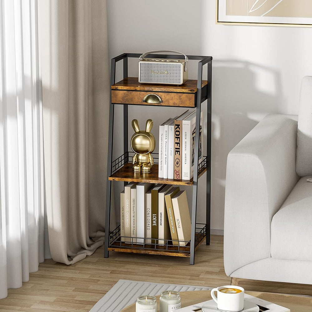 keomaisyto 3-Tier Bathroom Shelves with Canvas Drawer, Floor Bathroom Storage...
